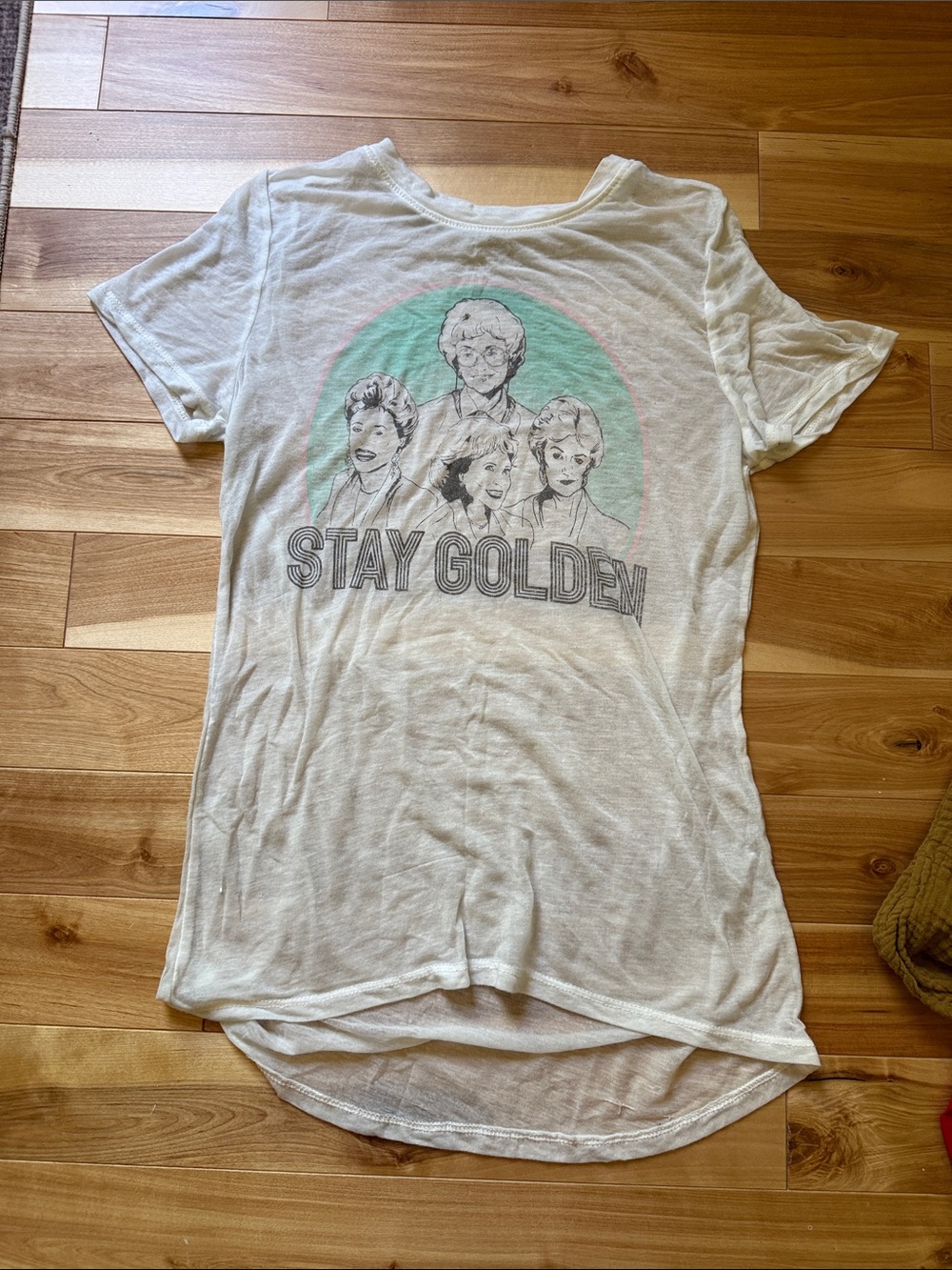 Stay Golden Graphic Tee - White with Mint & Pink Accents